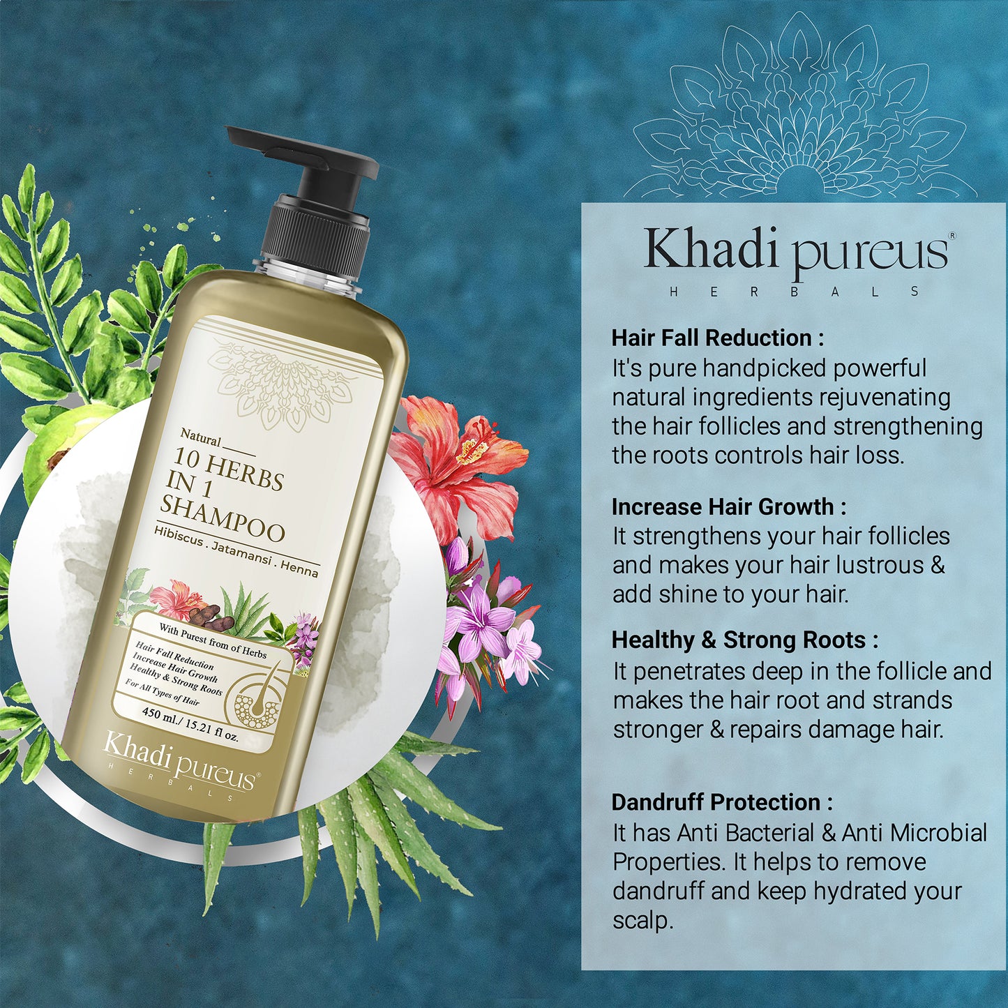 Khadi Pureus Herbals Hair Growth Combo Kit | 9 Herbs Scalp Spray Hair Growth Serum + 10 Herbs in 1 Shampoo + Awesome 11 Herbs Oil