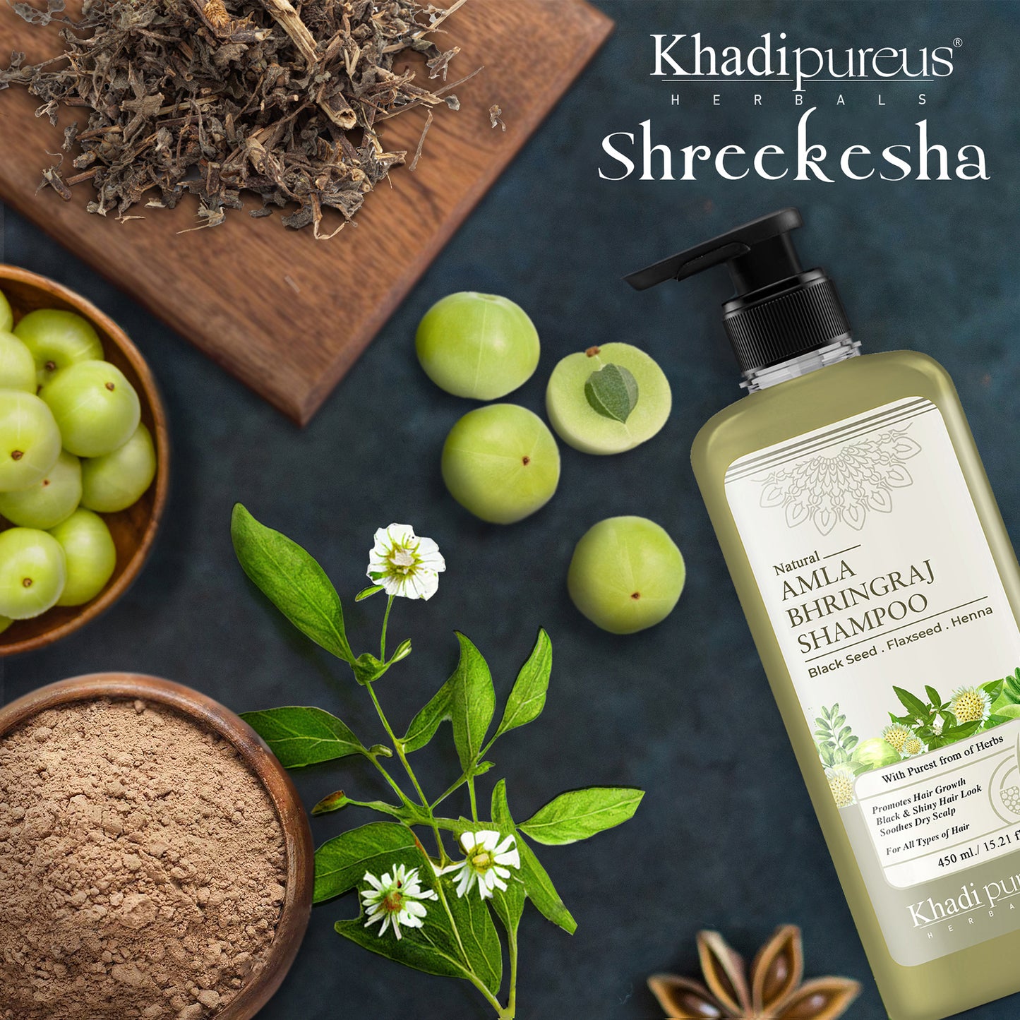 Shreekesha Amla Bhringraj Shampoo for Hair Fall & Shiny Black Hair