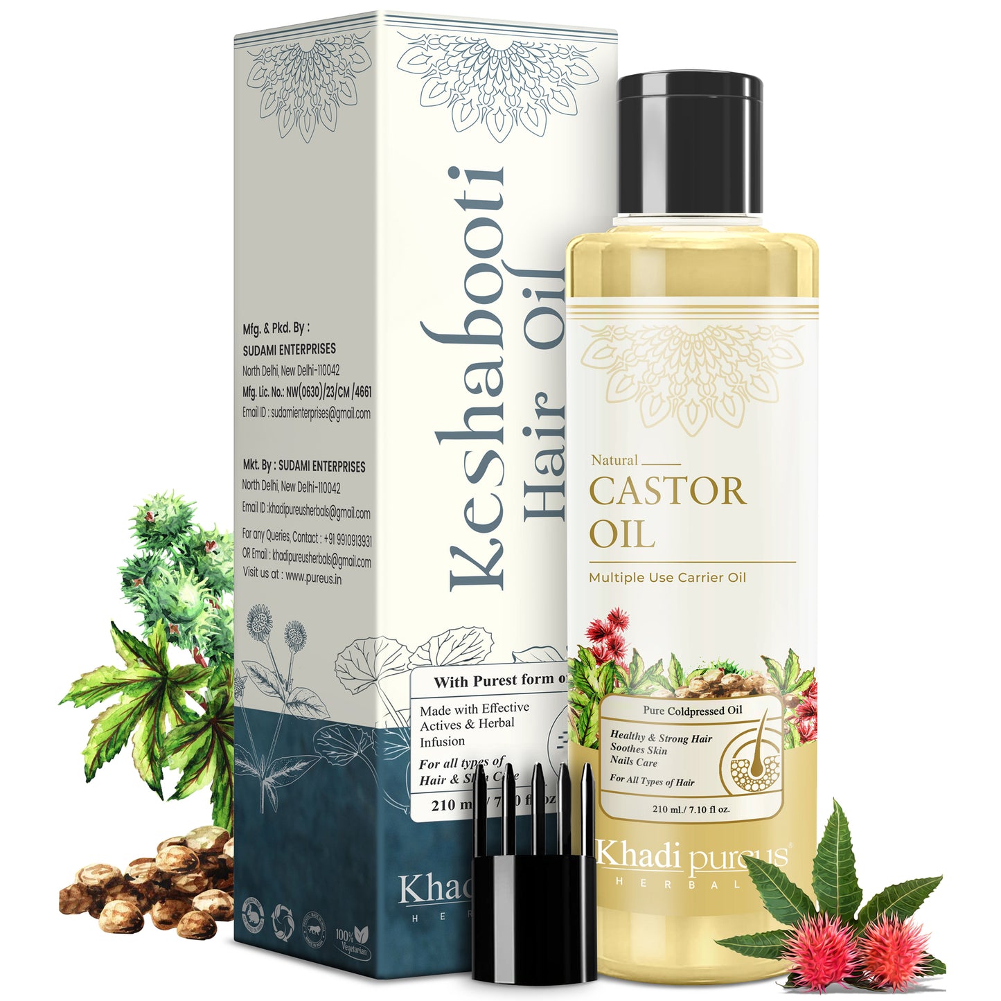 Keshabooti Castor Oil Cold Pressed (Arandi Oil) for Healthy Hair, Skin & Nails