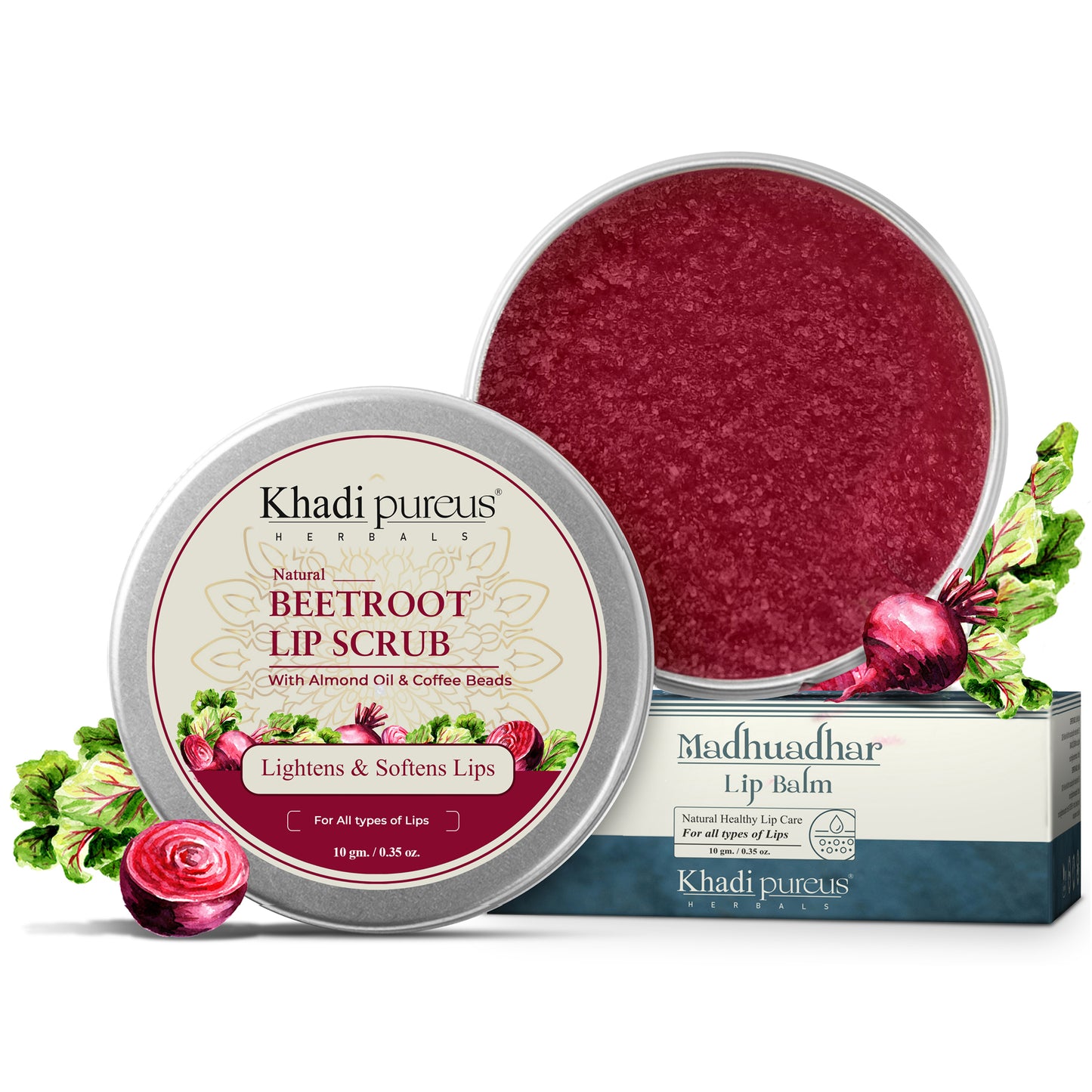 Madhuadhar Beetroot Lip Scrub for Lightens, Exfoliation & Softens Pink Lips