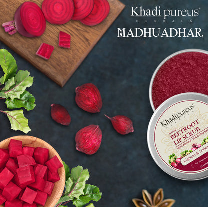 Madhuadhar Beetroot Lip Scrub for Lightens, Exfoliation & Softens Pink Lips