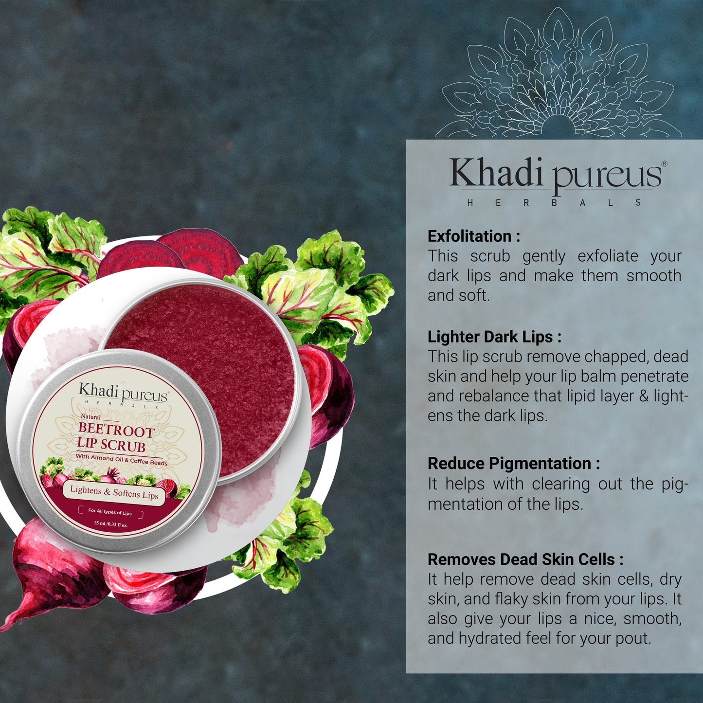 Madhuadhar Beetroot Lip Balm & Beetroot Lip Scrub Combo for Dry, Chapped, Reduce Pigmented Lips & Dark Lips to Lightens