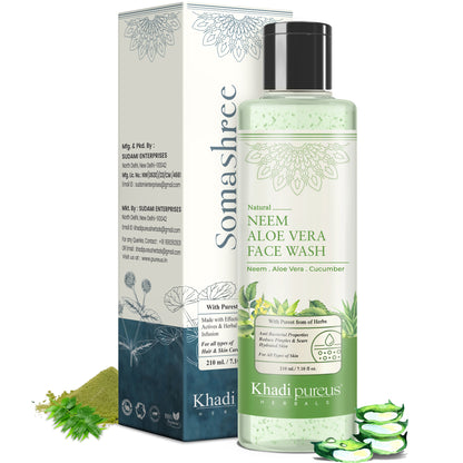 Somashree Neem Aloe Vera Face Wash for Pimples free Glowing & Purifying Skin