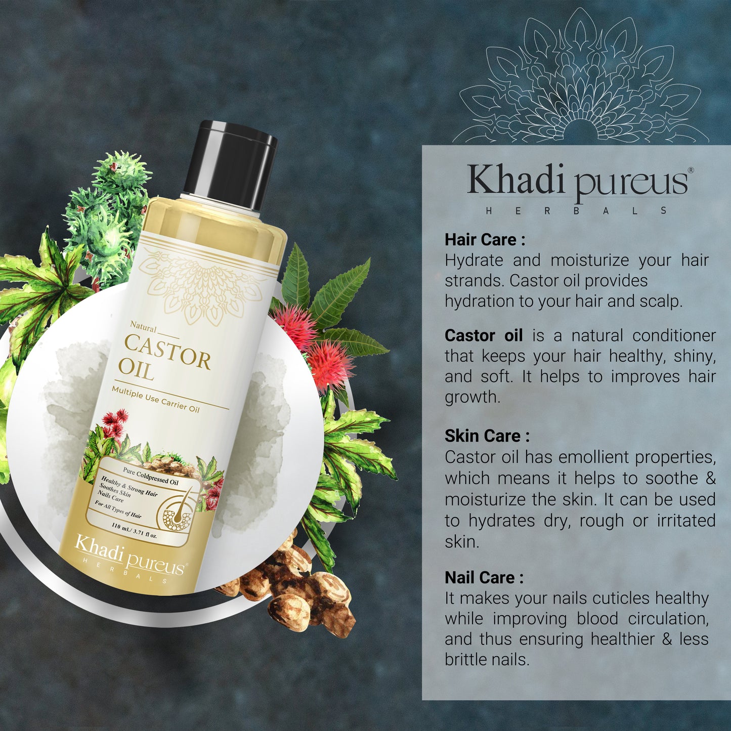 Keshabooti Castor Oil Cold Pressed (Arandi Oil) for Healthy Hair, Skin & Nails