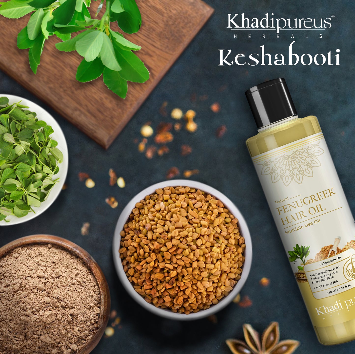 Khadi PureusHerbals Keshabooti Fenugreek Oil (Methi Dana) for Anti Dandruff