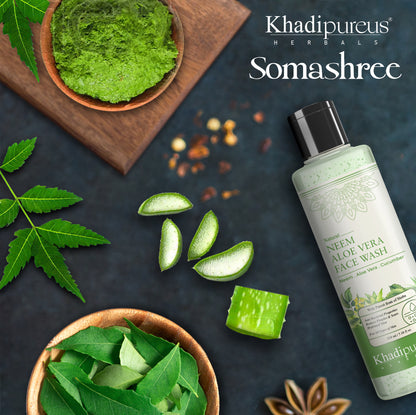 Somashree Neem Aloe Vera Face Wash for Pimples free Glowing & Purifying Skin